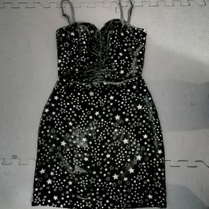 Marciano size 2 black velvet star dress